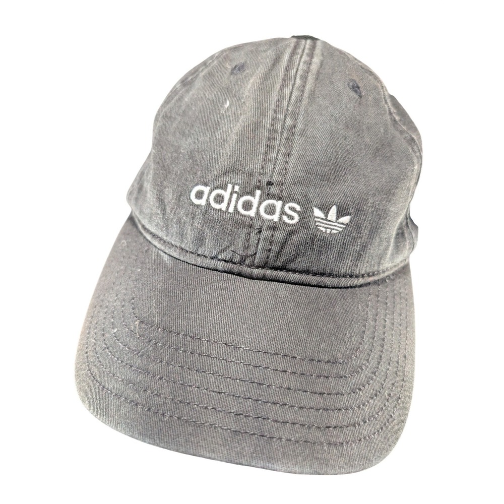 Adidas Originals Trefoil Baseball Cap Washed Black Cotton Adjustable Hat OSFW
